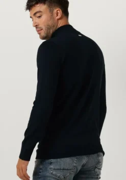donkerblauwe purewhite coltrui essential knit mockneck ls