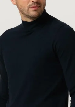 donkerblauwe purewhite coltrui essential knit mockneck ls