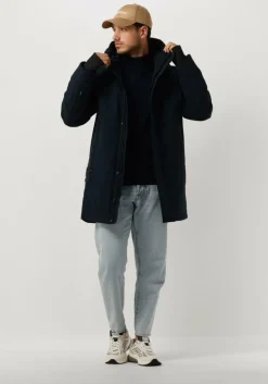 donkerblauwe purewhite coltrui essential knit mockneck ls