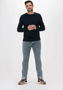 donkerblauwe purewhite trui essential knit crewneck