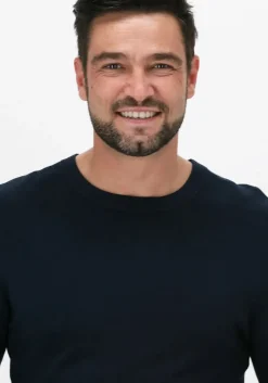 donkerblauwe purewhite trui essential knit crewneck