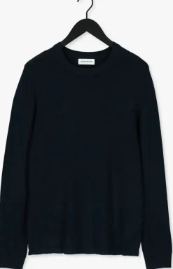 donkerblauwe purewhite trui essential knit crewneck