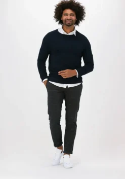 donkerblauwe purewhite trui essential knit crewneck