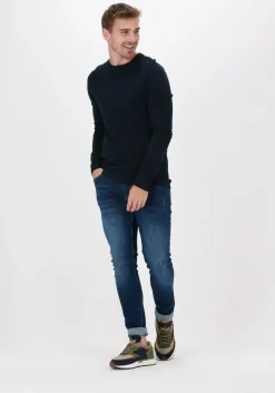 donkerblauwe purewhite trui essential knit crewneck