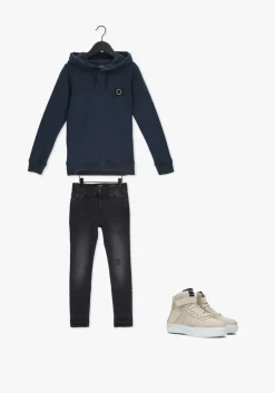 donkerblauwe rellix trui hooded sweat badge