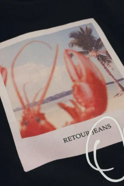 donkerblauwe retour t-shirt damon