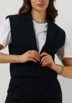 donkerblauwe ruby tuesday gilet relin cropped waistcoat