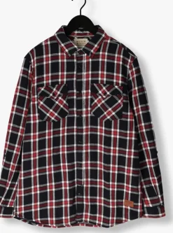 donkerblauwe scotch & soda overshirt archive double face twill check