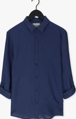 donkerblauwe scotch & soda casual overhemd regular fit garment-dyed linen shirt