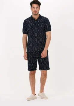 donkerblauwe scotch & soda casual overhemd printed pique polo in organic cotton