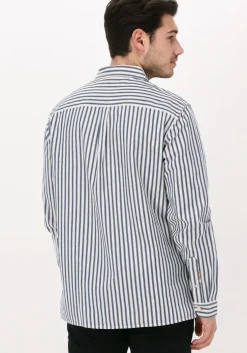 donkerblauwe scotch & soda casual overhemd indigo striped 2-pocket regula