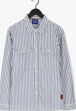 donkerblauwe scotch & soda casual overhemd indigo striped 2-pocket regula