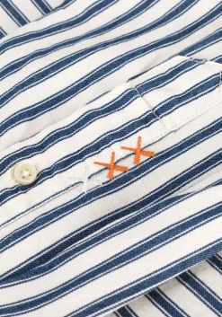 donkerblauwe scotch & soda casual overhemd indigo striped 2-pocket regula