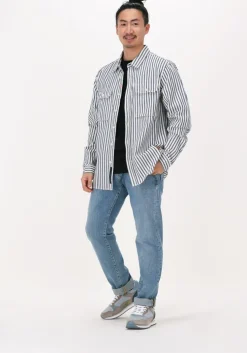 donkerblauwe scotch & soda casual overhemd indigo striped 2-pocket regula