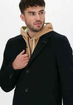 donkerblauwe scotch & soda mantel 163276 - single breasted wool-