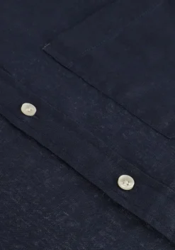 donkerblauwe scotch & soda casual overhemd linen shirt