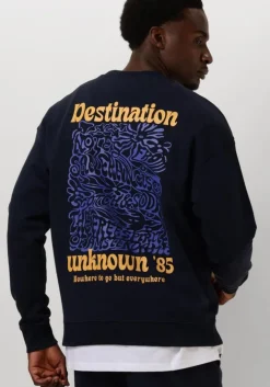 donkerblauwe scotch & soda trui front back artwork sweatshirt