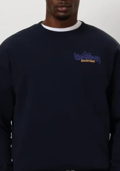 donkerblauwe scotch & soda trui front back artwork sweatshirt