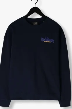 donkerblauwe scotch & soda trui front back artwork sweatshirt