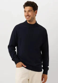 donkerblauwe scotch & soda trui dropped shoulder mock neck pullover