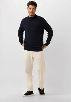 donkerblauwe scotch & soda trui dropped shoulder mock neck pullover