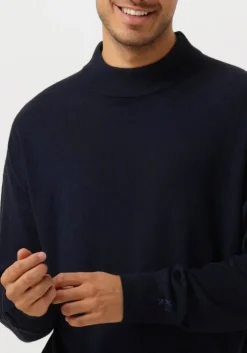 donkerblauwe scotch & soda trui dropped shoulder mock neck pullover