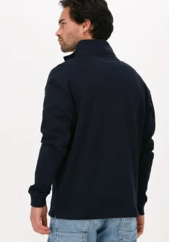 donkerblauwe scotch & soda sweater half-zip track top with faux l