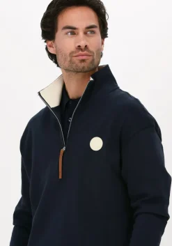 donkerblauwe scotch & soda sweater half-zip track top with faux l