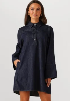 donkerblauwe second female mini jurk dera denim tunic dress