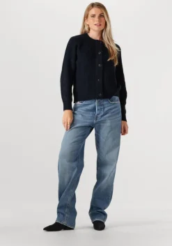 donkerblauwe selected femme vest slflulu ls knit short cardigan