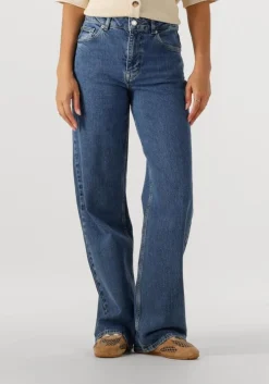 donkerblauwe selected femme wide jeans slfwide bea-kori mw jeans