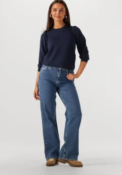 donkerblauwe selected femme wide jeans slfwide bea-kori mw jeans