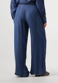 donkerblauwe selected femme wide jeans slfjanna hw pleated chambray