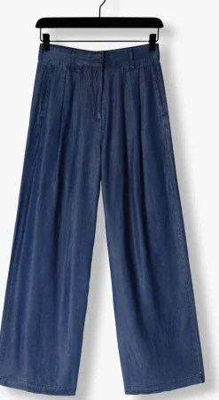 donkerblauwe selected femme wide jeans slfjanna hw pleated chambray