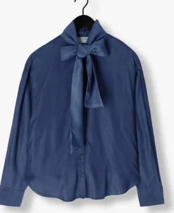 donkerblauwe selected femme blouses slfjanna ls relaxed chambray shirt