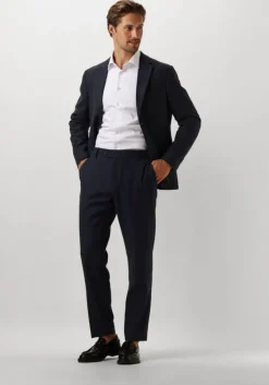 donkerblauwe selected homme pantalon slhslim-reed wool trs