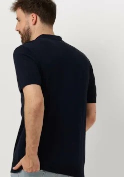 donkerblauwe selected homme polo slhberg ss knit polo noos