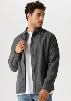 donkerblauwe selected homme casual overhemd slhreg-owen flannel mix shirt