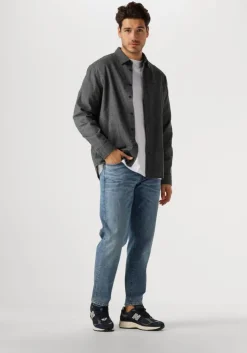 donkerblauwe selected homme casual overhemd slhreg-owen flannel mix shirt