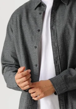 donkerblauwe selected homme casual overhemd slhreg-owen flannel mix shirt