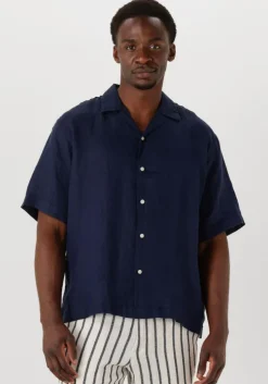 donkerblauwe selected homme casual overhemd slhregkylian ss shirt resort