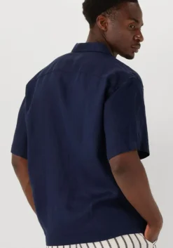 donkerblauwe selected homme casual overhemd slhregkylian ss shirt resort