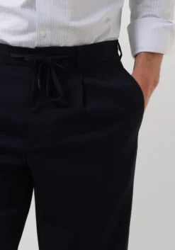 donkerblauwe selected homme pantalon slh190-reg tapered leroy pleat pant