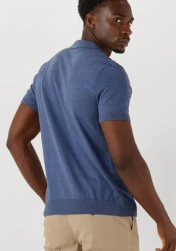 donkerblauwe selected homme polo slhberg ss knit polo noos