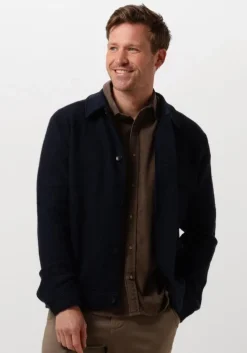 donkerblauwe selected homme overshirt slhnealy ls knit shirt jacket