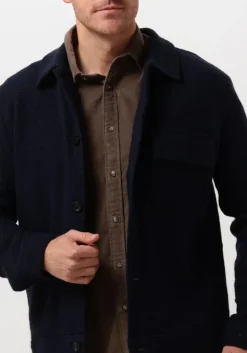 donkerblauwe selected homme overshirt slhnealy ls knit shirt jacket