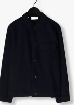 donkerblauwe selected homme overshirt slhnealy ls knit shirt jacket