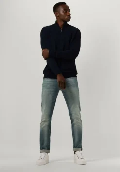 donkerblauwe selected homme trui slhberg half zip cardigan noos