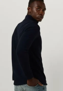 donkerblauwe selected homme trui slhberg half zip cardigan noos