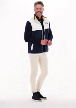 donkerblauwe selected homme trui slhberg half zip cardigan noos